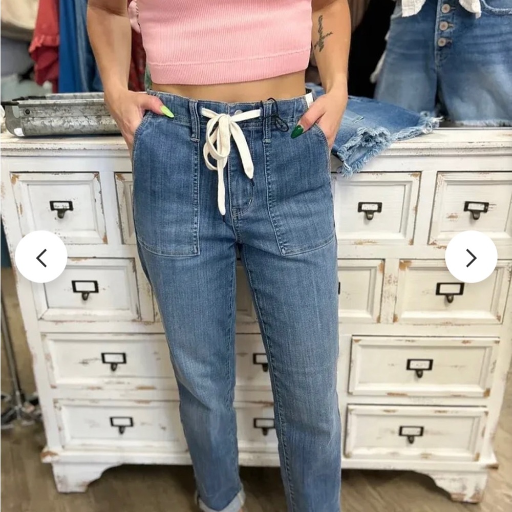 Judy Blue Airplane Mode Denim Joggers Size 13